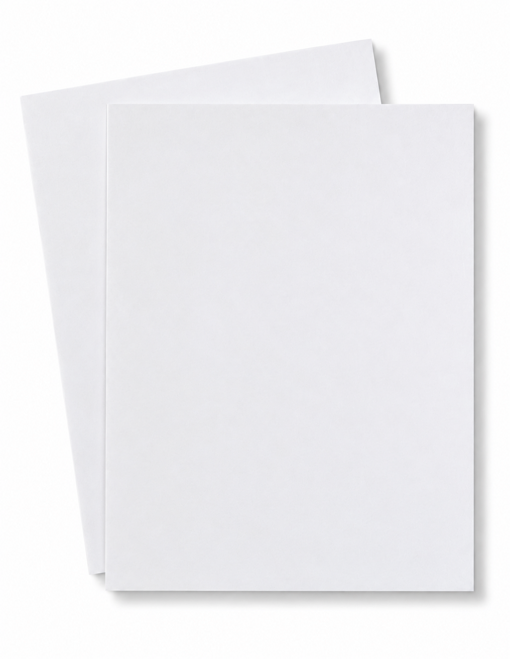 Two overlapping double-sided white chipboard sheets