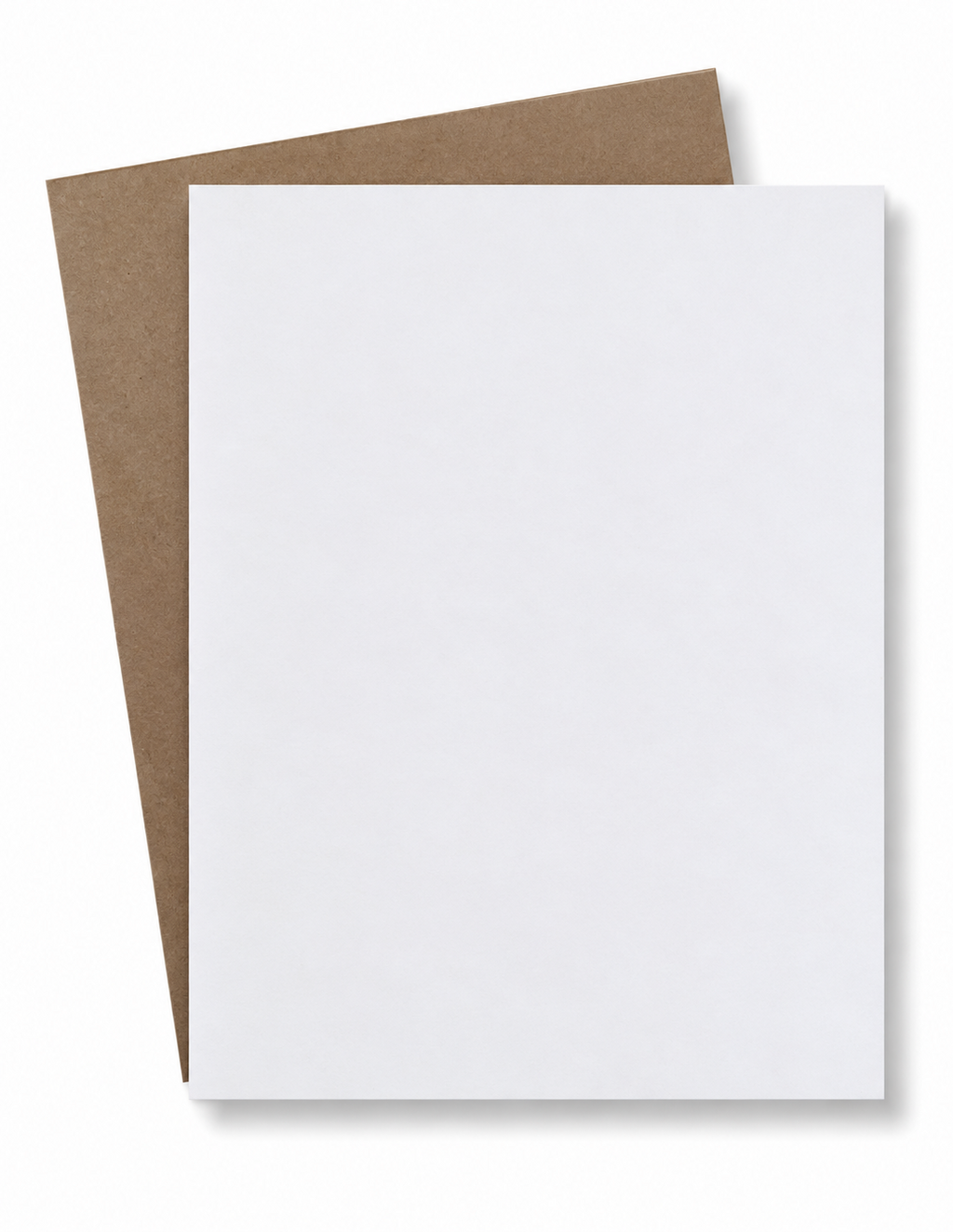 Overlapping chipboard sheets showing the white front and kraft back